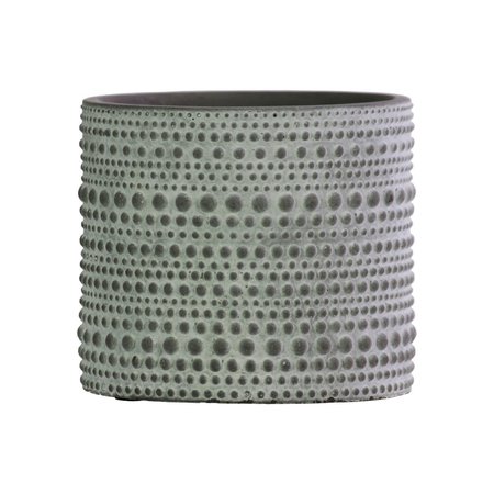 URBAN TRENDS COLLECTION Cement Round Pot with Embossed Circles Pattern Design Body  Tapered Bottom Concrete  Gray 51904
